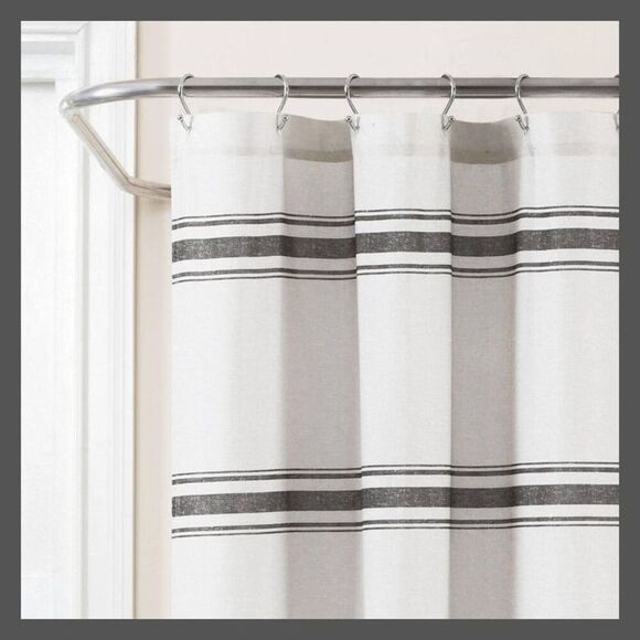 Lush Decor - Farmhouse Striped Shower Curtain Black - Lush Déco Black - Picture 2 of 4